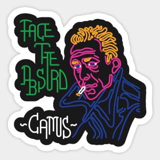 STYLIZED LINE ART CAMUS - FACE THE ABSURD - neon Sticker